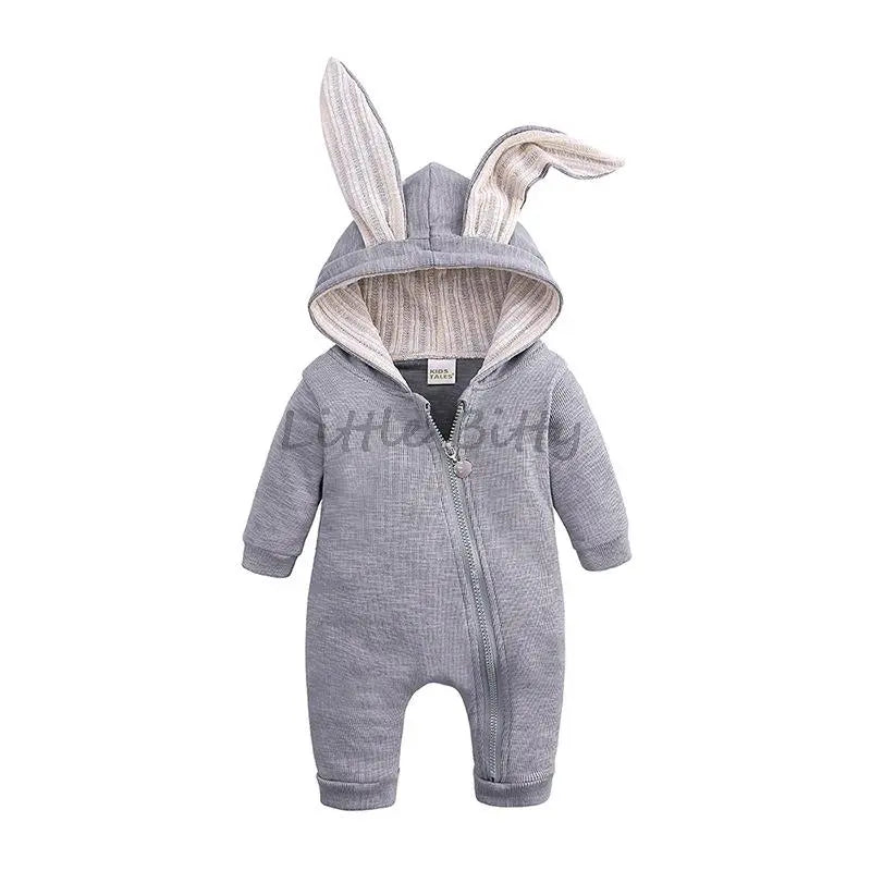 AUSHC - Perfect for Your Little Trendsetter! Our Rabbit Cartoon Hooded Rompers Infant Jumpsuits Easter Bunny Baby Romper Zipper Newborn Clothes
