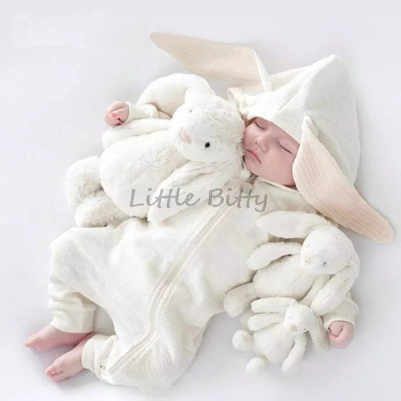 AUSHC - Perfect for Your Little Trendsetter! Our Rabbit Cartoon Hooded Rompers Infant Jumpsuits Easter Bunny Baby Romper Zipper Newborn Clothes