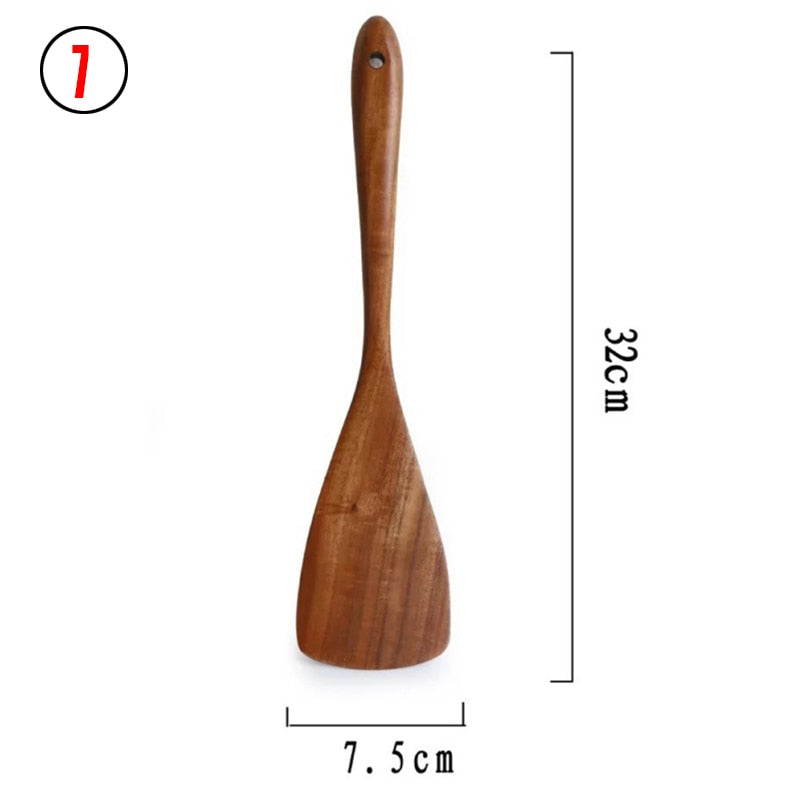 AUSHC - 50% SALE Extravaganza! 7-Piece Thailand Teak Natural Wooden Utensil Set ⭐️⭐️⭐️⭐️⭐️ Rating!