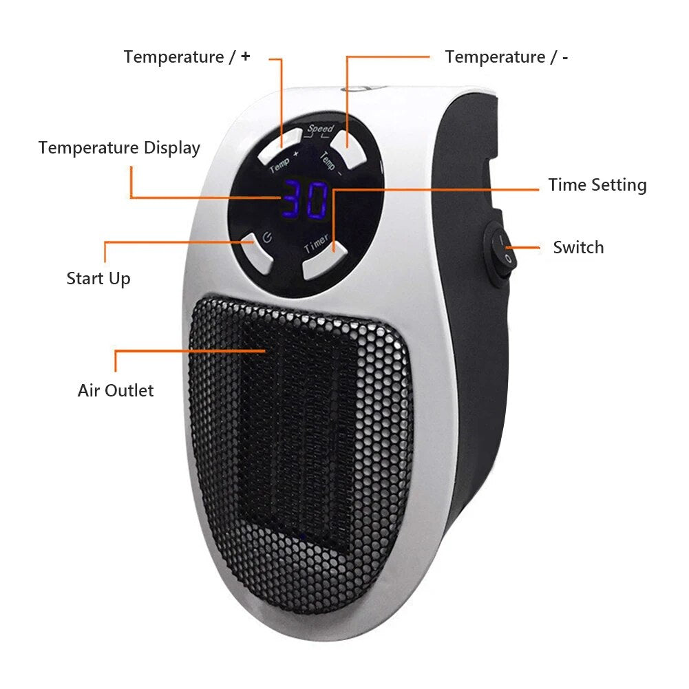 Mini Space Heater Wall Portable Heater with Timer And Adjustable Thermostat Smart Ceramic Space Heater Fan EU US AU UK Plug