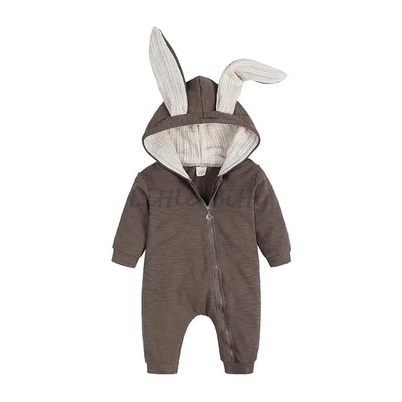 AUSHC - Perfect for Your Little Trendsetter! Our Rabbit Cartoon Hooded Rompers Infant Jumpsuits Easter Bunny Baby Romper Zipper Newborn Clothes