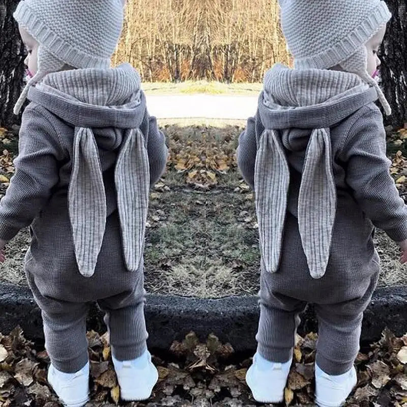 AUSHC - Perfect for Your Little Trendsetter! Our Rabbit Cartoon Hooded Rompers Infant Jumpsuits Easter Bunny Baby Romper Zipper Newborn Clothes