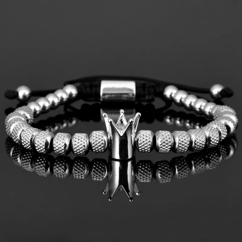 AUSHC - Luxury Crown Men Bracelet 316L Stainless Steel Bracelet Bangle Titanium Steel Gold Color Bracelet Adjust Size Men Jewelry Gift