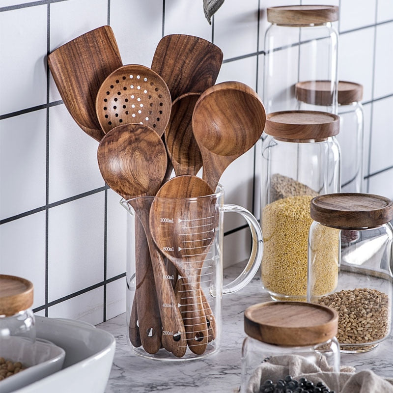 AUSHC - 50% SALE Extravaganza! 7-Piece Thailand Teak Natural Wooden Utensil Set ⭐️⭐️⭐️⭐️⭐️ Rating!