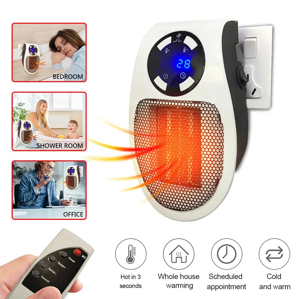 Mini Space Heater Wall Portable Heater with Timer And Adjustable Thermostat Smart Ceramic Space Heater Fan EU US AU UK Plug