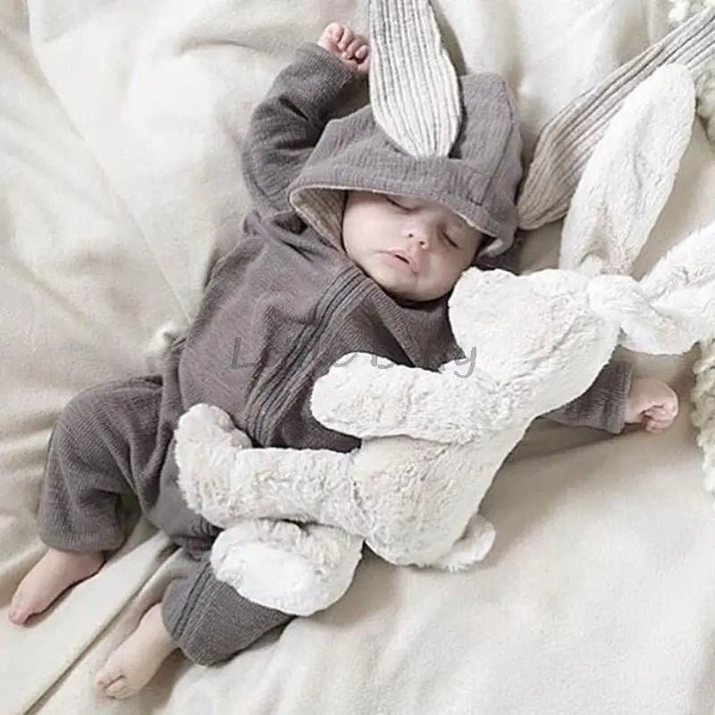 AUSHC - Perfect for Your Little Trendsetter! Our Rabbit Cartoon Hooded Rompers Infant Jumpsuits Easter Bunny Baby Romper Zipper Newborn Clothes
