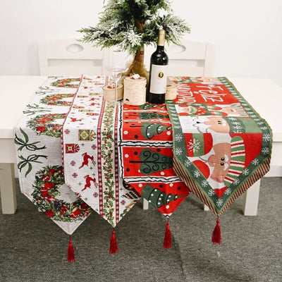 AUSHC - New Christmas Decoration Supplies Knitted Fabric Table Runner Creative Christmas Tablecloth Dining-Table Decoration Home Christmas Outfit