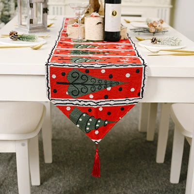 AUSHC - New Christmas Decoration Supplies Knitted Fabric Table Runner Creative Christmas Tablecloth Dining-Table Decoration Home Christmas Outfit