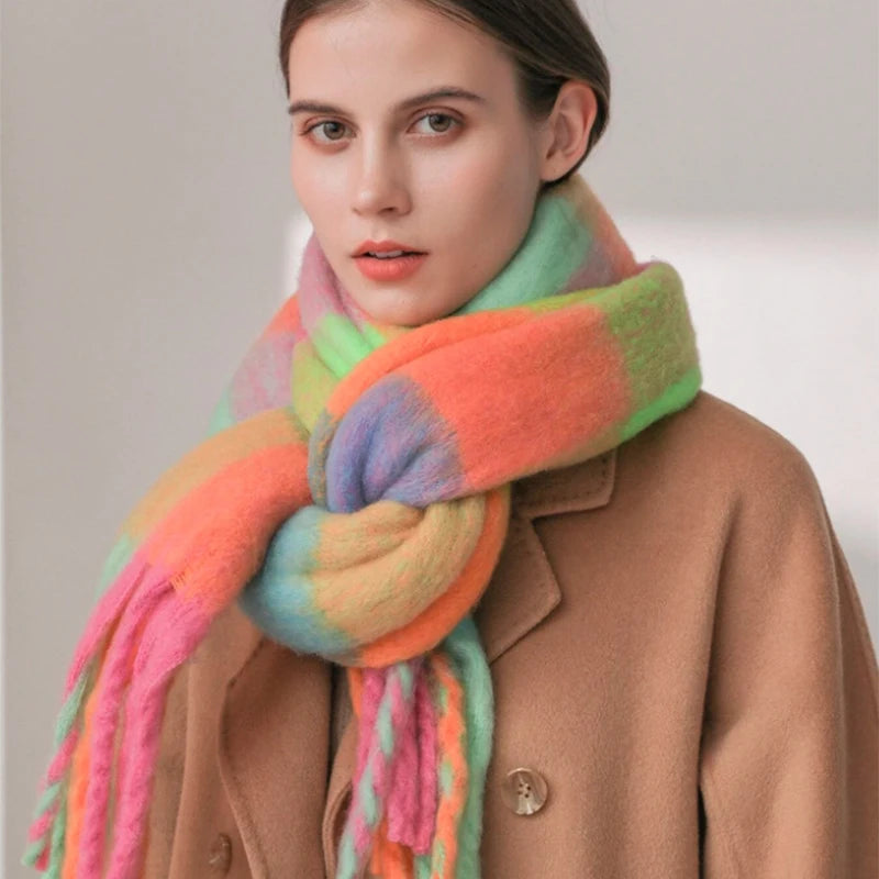 Luxurious Women Plaid Pashmina Cashmere Shawl with Tassels ⭐️⭐️⭐️⭐️⭐️ Rating!