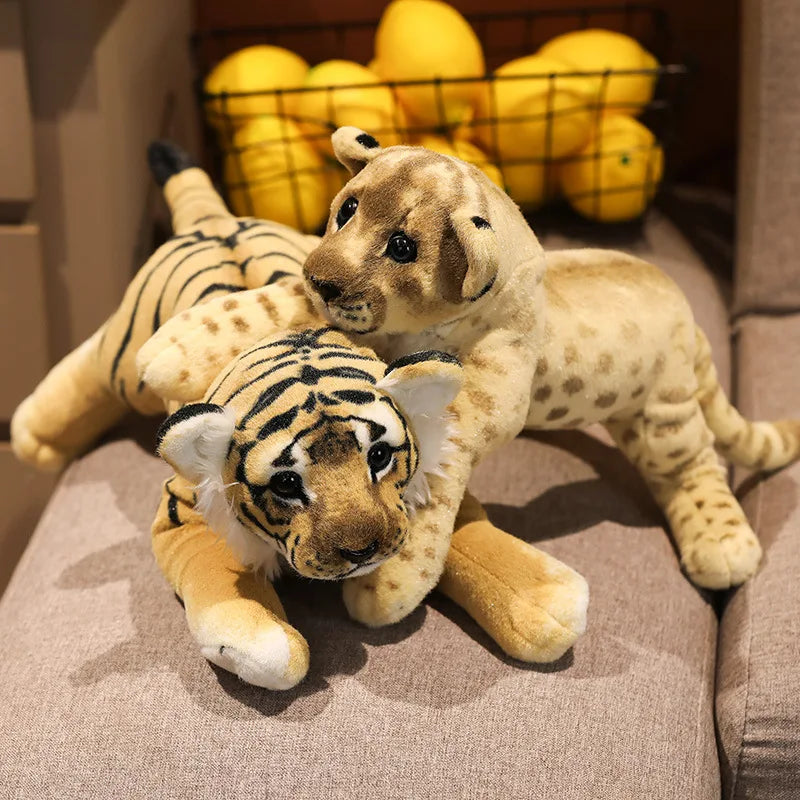 AUSHC - 14-23 inches Simulation Lion Tiger Leopard Plush Toys Cute Stuffed Soft Real Like Animal Toys Decor Gift