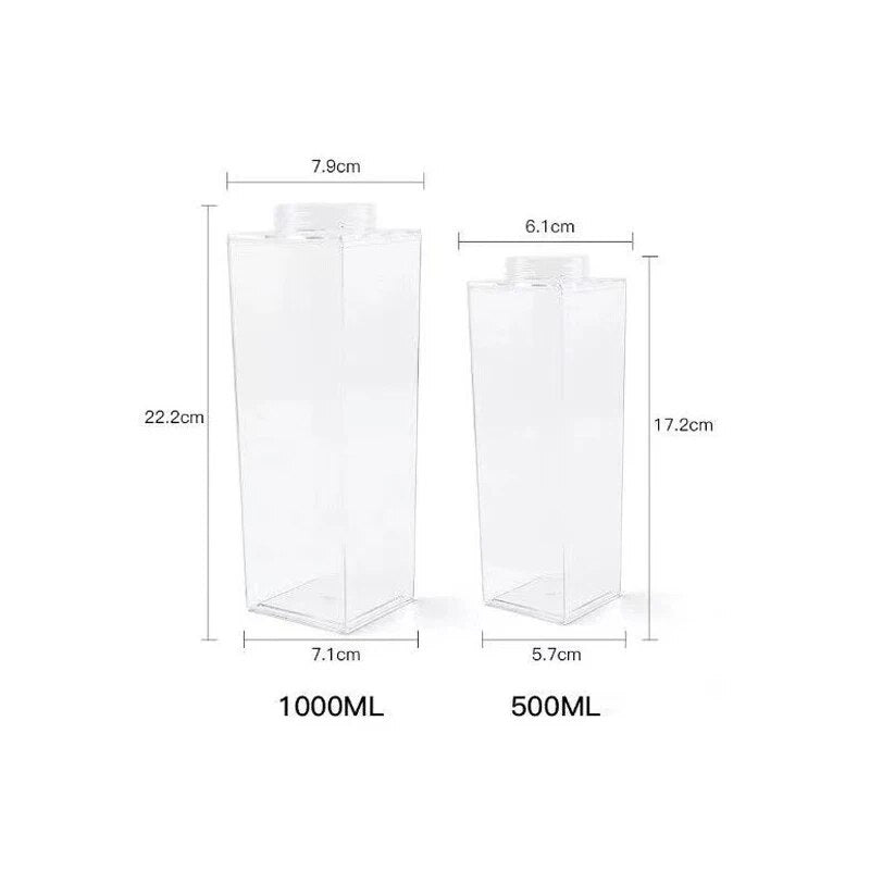 500/1000ml Clear Box™ Creative Milk Carton Water Bottles: Your Stylish Hydration Solution
