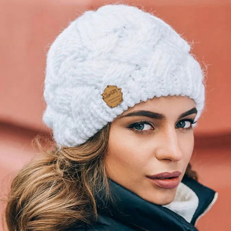 Solid Knitted Beanies Caps for Women Warm Cashmere Wool Skullies Beanies Female Thick Knitted Hats Autumn Winter Warm Cap ⭐⭐⭐⭐⭐Rating