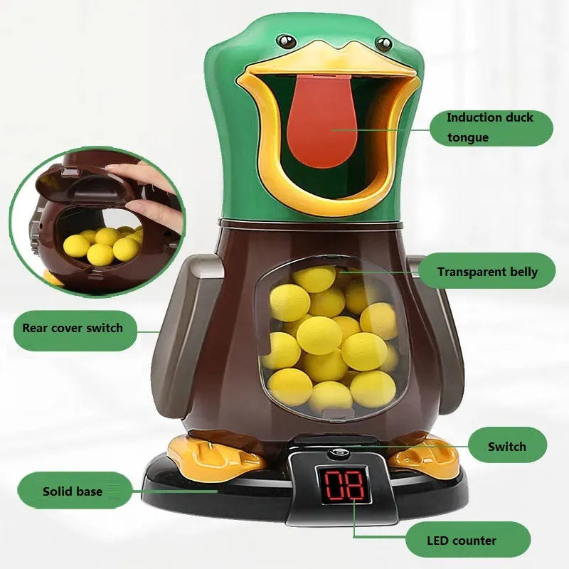 AUSHC - 50% Off Hungry Shooting Duck Toys Air-powered Gun Soft Bullet Ball With Light Electronic Scoring Battle Games Funny Gun Toy for Kids