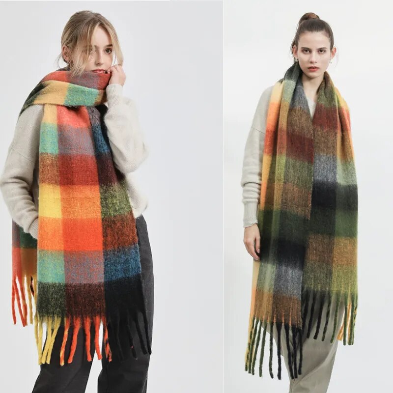 Luxurious Women Plaid Pashmina Cashmere Shawl with Tassels ⭐️⭐️⭐️⭐️⭐️ Rating!