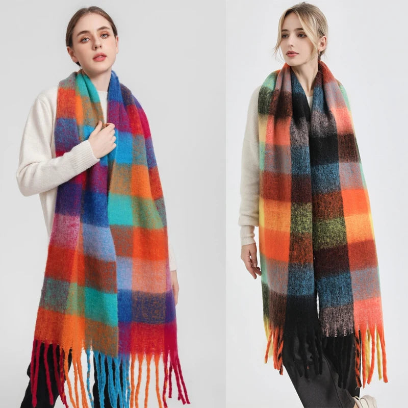 Luxurious Women Plaid Pashmina Cashmere Shawl with Tassels ⭐️⭐️⭐️⭐️⭐️ Rating!