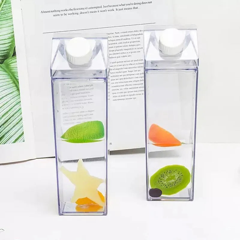 500/1000ml Clear Box™ Creative Milk Carton Water Bottles: Your Stylish Hydration Solution