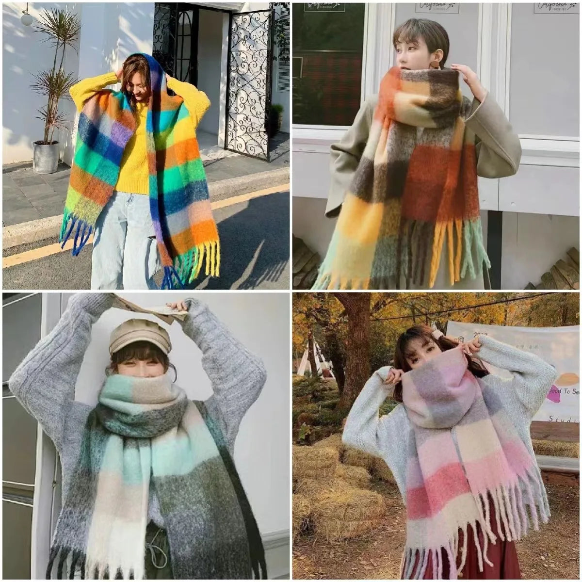 Luxurious Women Plaid Pashmina Cashmere Shawl with Tassels ⭐️⭐️⭐️⭐️⭐️ Rating!