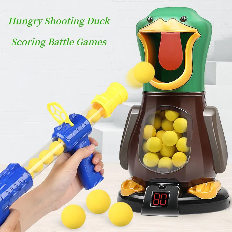 AUSHC - 50% Off Hungry Shooting Duck Toys Air-powered Gun Soft Bullet Ball With Light Electronic Scoring Battle Games Funny Gun Toy for Kids