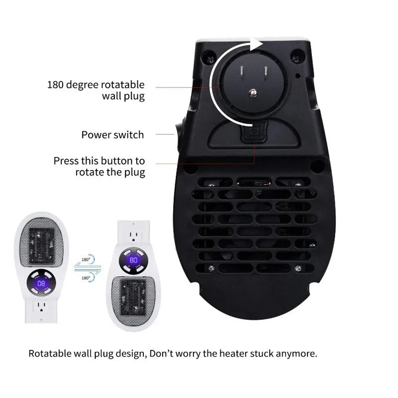 Mini Space Heater Wall Portable Heater with Timer And Adjustable Thermostat Smart Ceramic Space Heater Fan EU US AU UK Plug