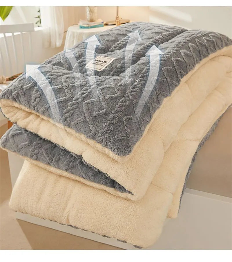New Super Thick Winter Warm Blanket for Bed Artificial Lamb Cashmere Weighted Blankets Soft Comfortable Warmth Quilt Comforter ⭐⭐⭐⭐⭐Rating