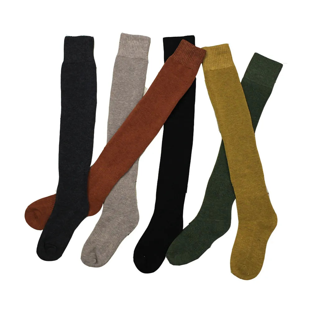 AUSHC - Knee Thigh High Socks For Women Long Stockings Cute Kawaii Thick Leg Warmers Cotton Tall Tube Girl Sock