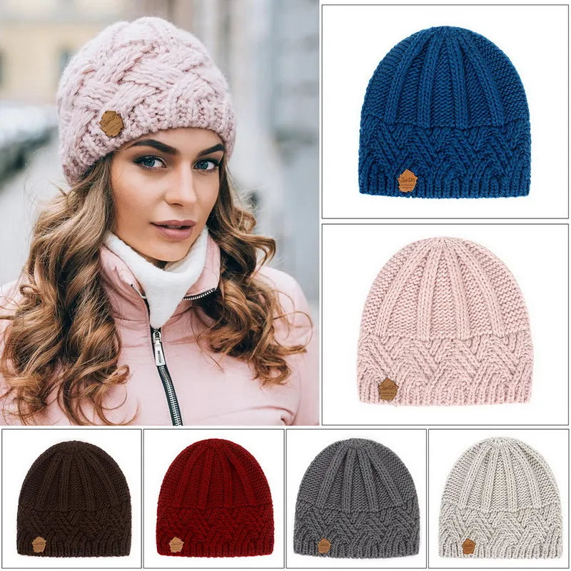 Solid Knitted Beanies Caps for Women Warm Cashmere Wool Skullies Beanies Female Thick Knitted Hats Autumn Winter Warm Cap ⭐⭐⭐⭐⭐Rating