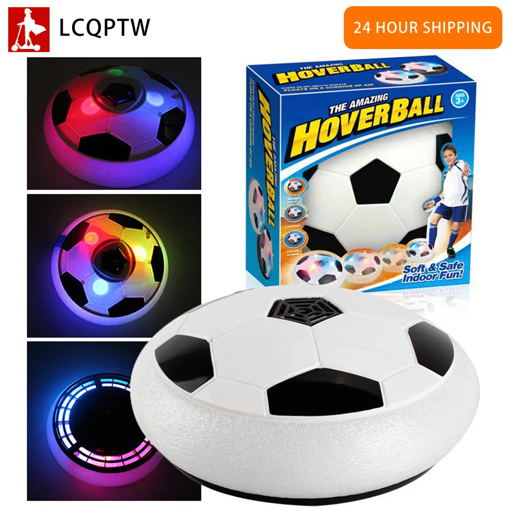 AUSHC -18cm Kids LED Light Flashing Ball Air Power Soccer Hover Ball with Foam Bumpers Football Training Sport Children Toys