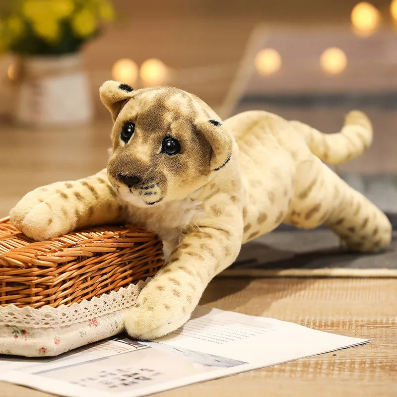 AUSHC - 14-23 inches Simulation Lion Tiger Leopard Plush Toys Cute Stuffed Soft Real Like Animal Toys Decor Gift