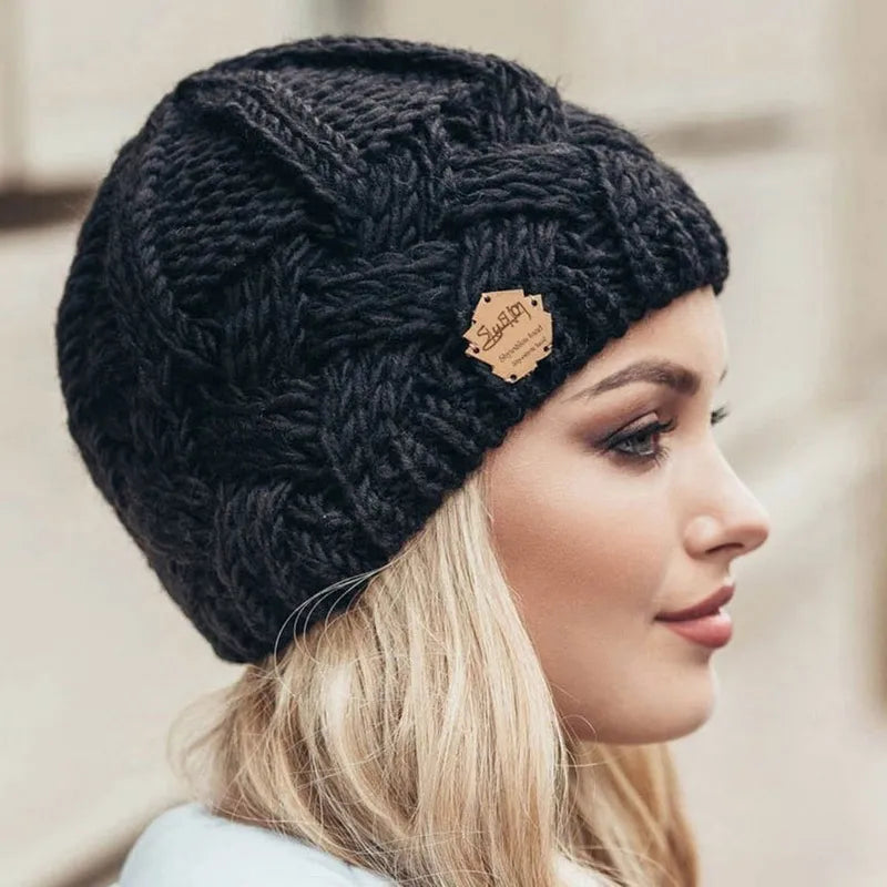Solid Knitted Beanies Caps for Women Warm Cashmere Wool Skullies Beanies Female Thick Knitted Hats Autumn Winter Warm Cap ⭐⭐⭐⭐⭐Rating
