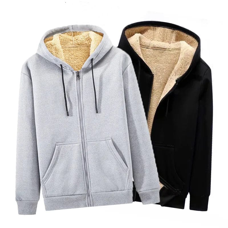 Thick Warm Lambswool Hoodie Jacket for Men's Fall/Winter
