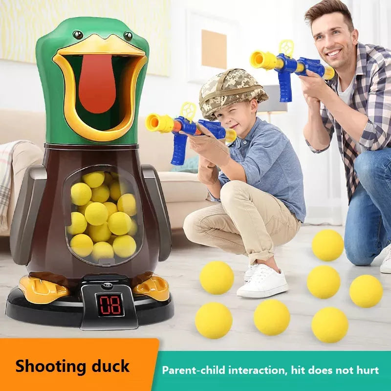 AUSHC - 50% Off Hungry Shooting Duck Toys Air-powered Gun Soft Bullet Ball With Light Electronic Scoring Battle Games Funny Gun Toy for Kids