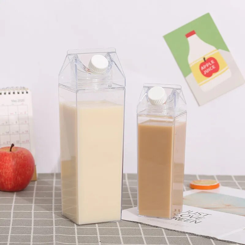 500/1000ml Clear Box™ Creative Milk Carton Water Bottles: Your Stylish Hydration Solution
