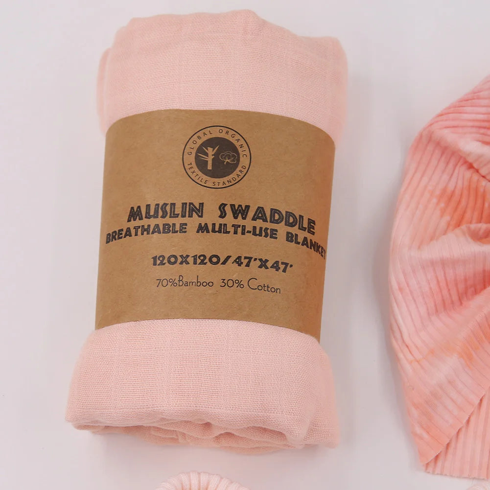 AUSHC - 4Pcs/Box Baby Socks Turban Hats Solid 120cm*120cm Muslin Cotton Saddle Newborn Gifts Elephant Fox Sheep Legging Sock