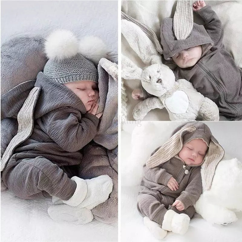 AUSHC - Perfect for Your Little Trendsetter! Our Rabbit Cartoon Hooded Rompers Infant Jumpsuits Easter Bunny Baby Romper Zipper Newborn Clothes