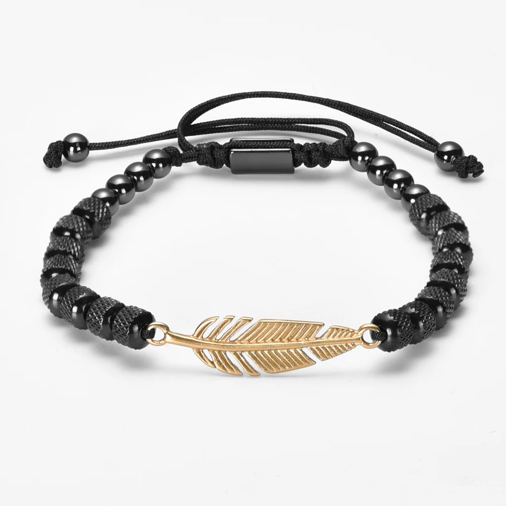 AUSHC - Luxury Crown Men Bracelet 316L Stainless Steel Bracelet Bangle Titanium Steel Gold Color Bracelet Adjust Size Men Jewelry Gift