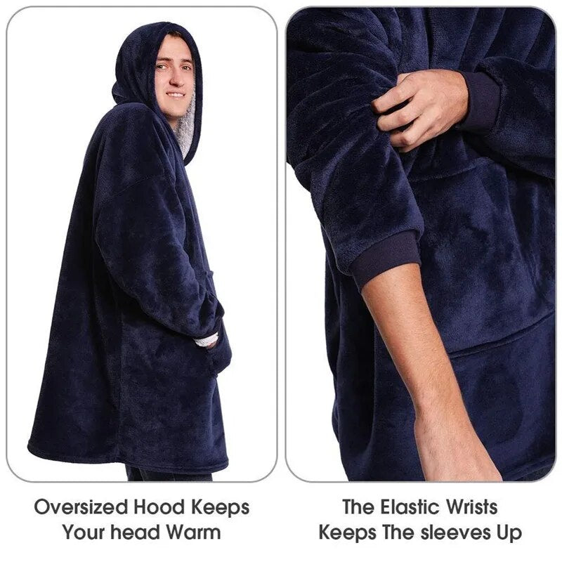 Cozy Soft Oversized Flannel Hooded TV Robe Blankets Pullover   ⭐️⭐️⭐️⭐️⭐️ Rating!