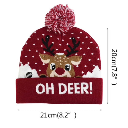 AUSHC - Santa Elk Knitted Christmas Sweater Beanie Hat With LED Light Up Christmas Gift For Everyone!  ⭐⭐⭐⭐⭐Rating