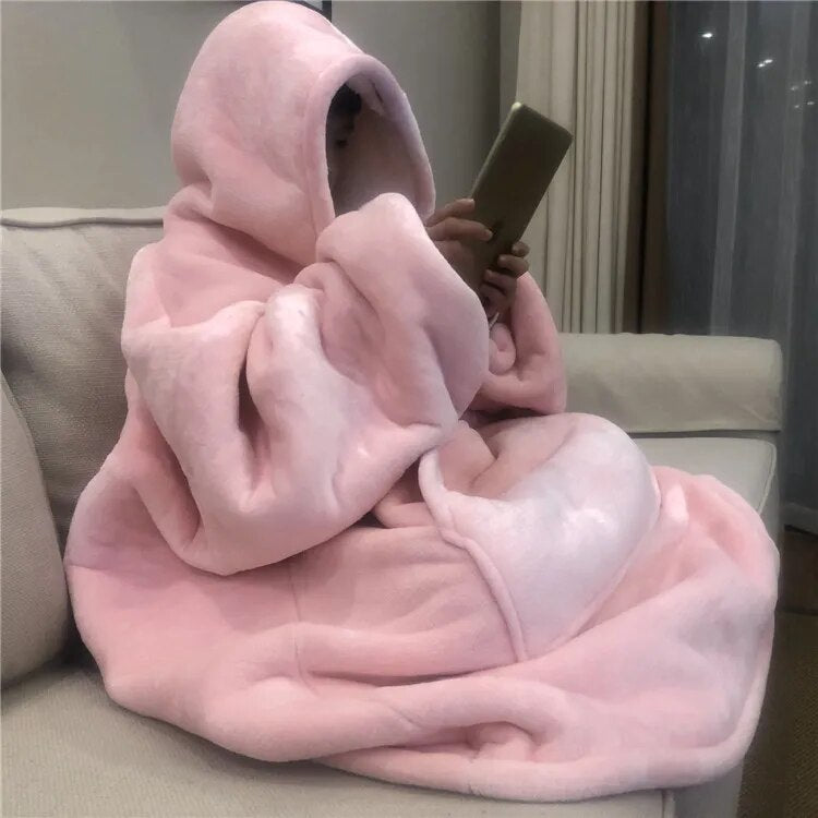 Cozy Soft Oversized Flannel Hooded TV Robe Blankets Pullover   ⭐️⭐️⭐️⭐️⭐️ Rating!