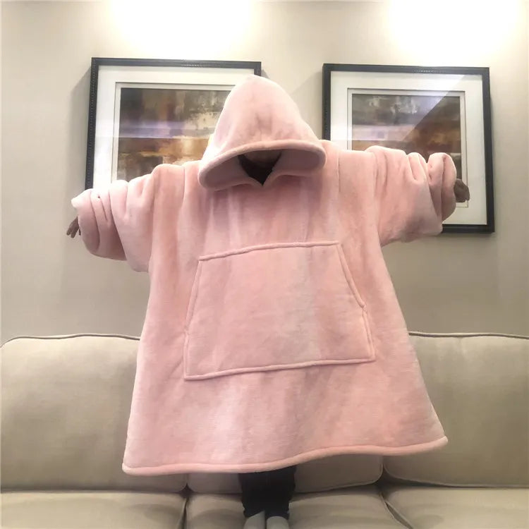 Cozy Soft Oversized Flannel Hooded TV Robe Blankets Pullover   ⭐️⭐️⭐️⭐️⭐️ Rating!