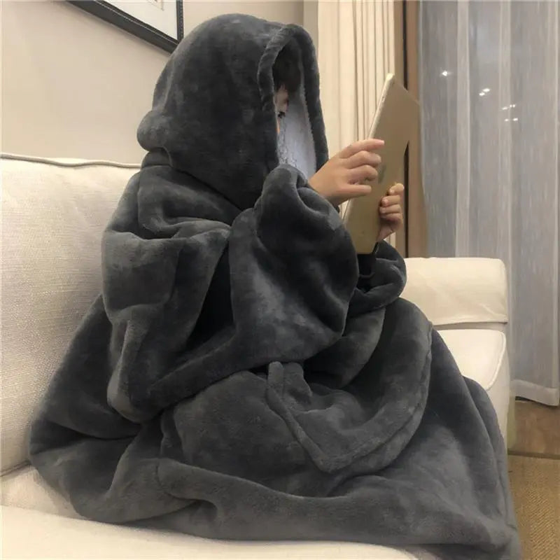 Cozy Soft Oversized Flannel Hooded TV Robe Blankets Pullover   ⭐️⭐️⭐️⭐️⭐️ Rating!