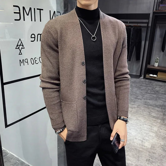 Men's Cardigan: Stylish Korean Sweater in 3 Colors (3XL)