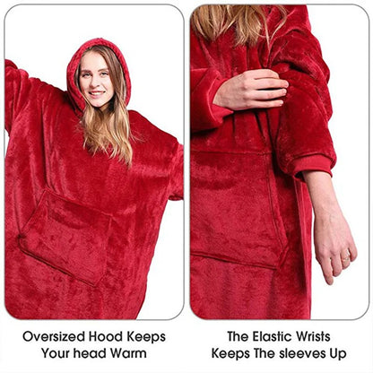 Cozy Soft Oversized Flannel Hooded TV Robe Blankets Pullover   ⭐️⭐️⭐️⭐️⭐️ Rating!