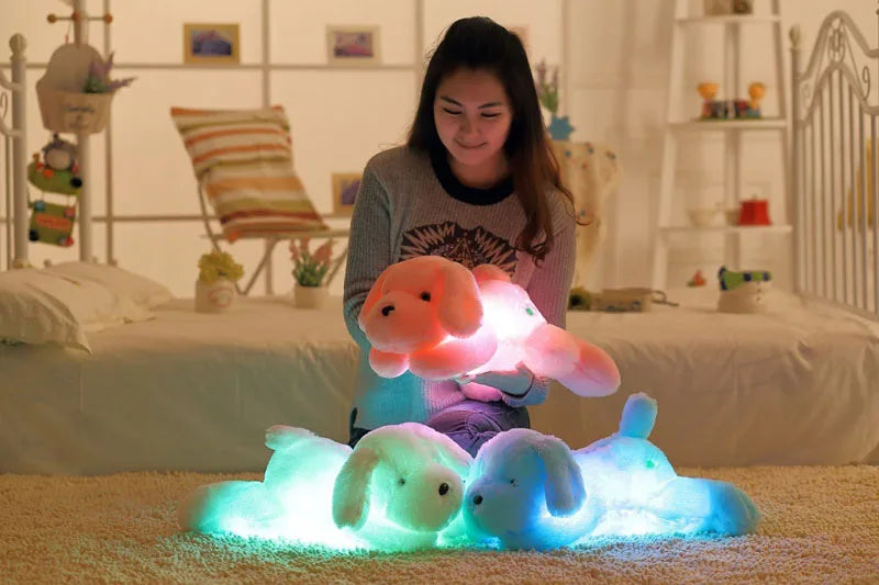 AUSHC - Kawaii Creative Night Light LED Lovely Dog Stuffed Toy and Plush Toys Doll Best Birthday Christmas Gift for Kids Children Friend