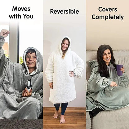 Cozy Soft Oversized Flannel Hooded TV Robe Blankets Pullover   ⭐️⭐️⭐️⭐️⭐️ Rating!