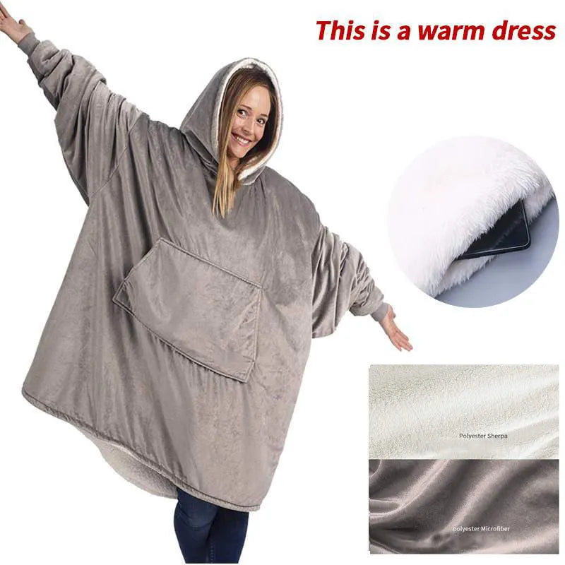 Cozy Soft Oversized Flannel Hooded TV Robe Blankets Pullover   ⭐️⭐️⭐️⭐️⭐️ Rating!