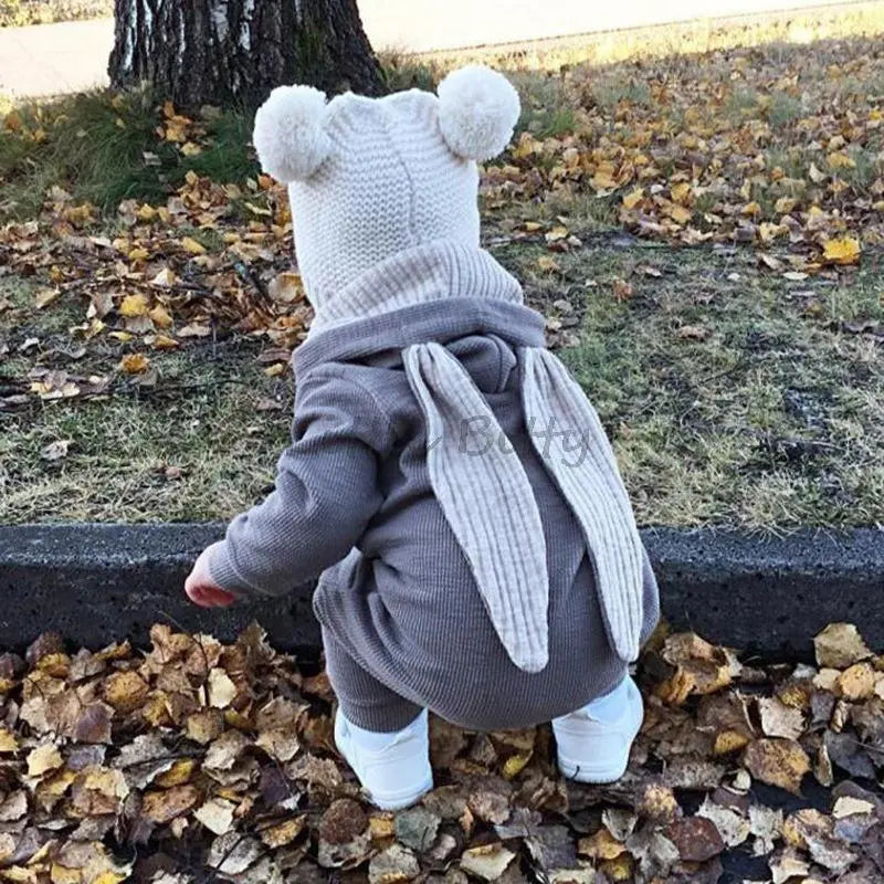 Spring Autumn Newborn Baby Boys Rabbit Cartoon Hooded Rompers Infant Jumpsuits Easter Bunny Baby Romper Zipper Newborn Clothes