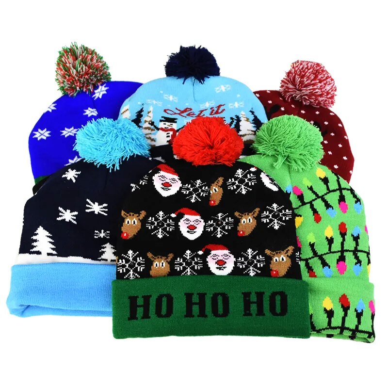 AUSHC - Santa Elk Knitted Christmas Sweater Beanie Hat With LED Light Up Christmas Gift For Everyone!  ⭐⭐⭐⭐⭐Rating