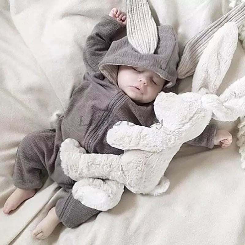 Spring Autumn Newborn Baby Boys Rabbit Cartoon Hooded Rompers Infant Jumpsuits Easter Bunny Baby Romper Zipper Newborn Clothes