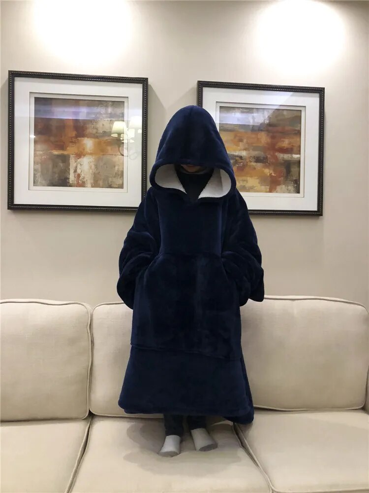 Cozy Soft Oversized Flannel Hooded TV Robe Blankets Pullover   ⭐️⭐️⭐️⭐️⭐️ Rating!