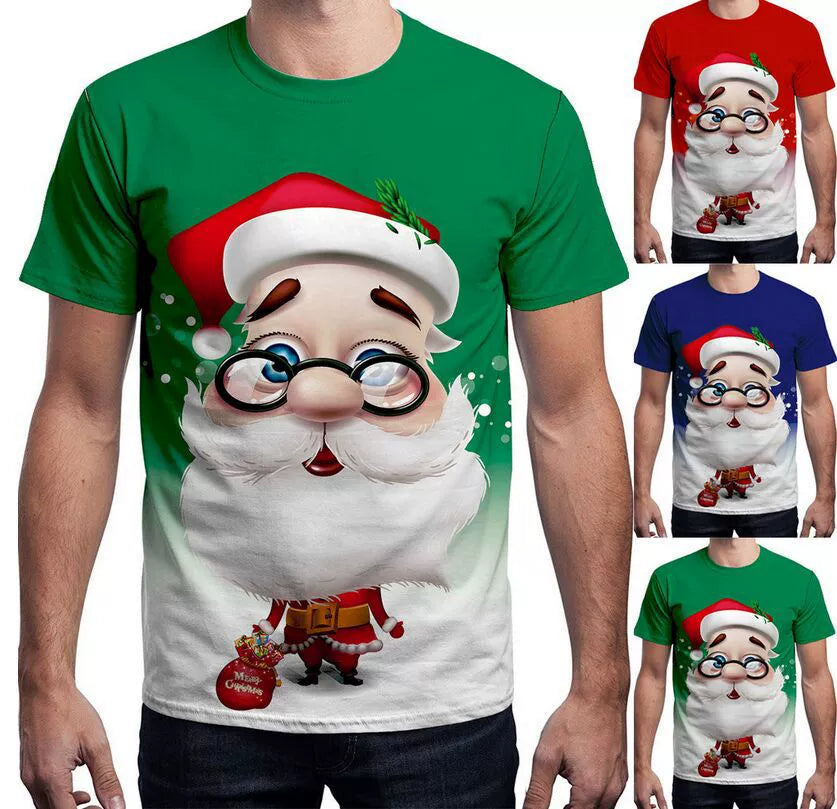 AUSHC - Christmas T Shirt for Menand Women Santa Claus T Shirts Plus size 5X